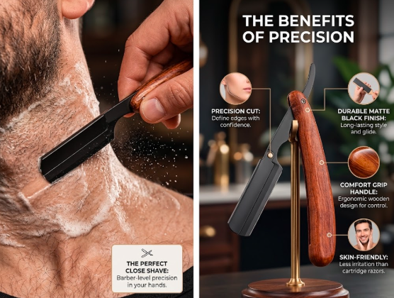 Gentleman’s Edge™ – Wooden Handle Straight Razor